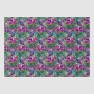 Papel De Seda Púrpura Pink Peacock Floral