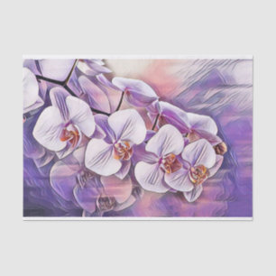 Papel De Seda Púrpura rosa linda flor de orquídea acuarela