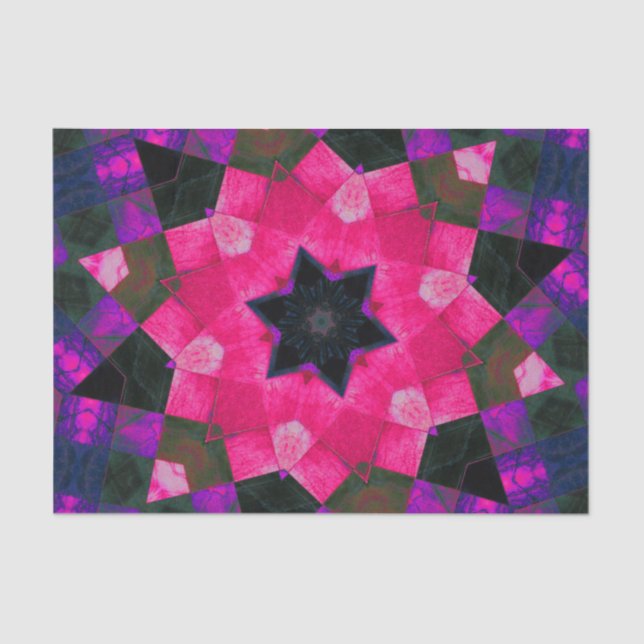 Papel De Seda Púrpura rosa y Kaleidoscopio negro (Anverso)
