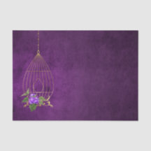 Púrpura y dorada Aves Florales Grunges