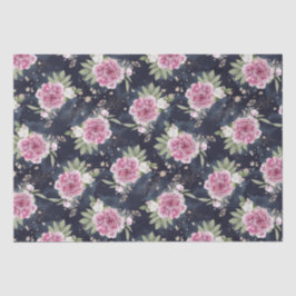 Papel De Seda Purpurina acuarela Floral azul rosa Glam