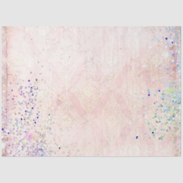 Papel De Seda Purpurina azul morado rosado Decoración antigua de (Anverso)