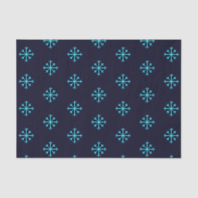 Papel De Seda Purpurina azul Snowflakes (Anverso)