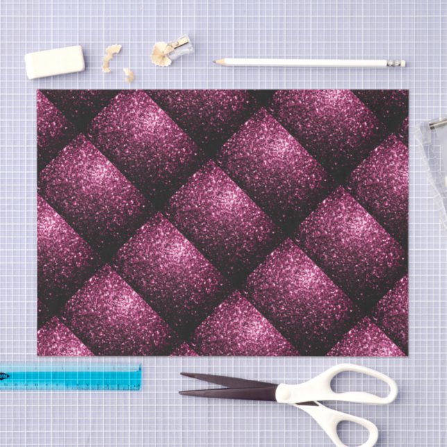 Papel De Seda Purpurina brillante oscuro rosado brillante patrón (Artesanía)