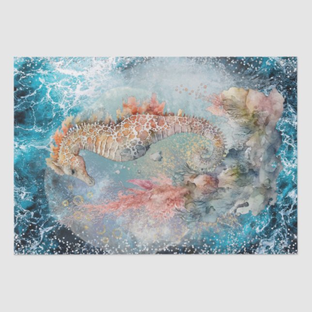 Papel De Seda Purpurina de Caballos de Mar (Anverso)