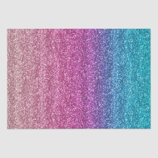 Papel De Seda Purpurina de degradado rosa y azul espumoso (Anverso)