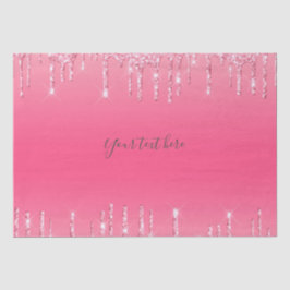 Papel De Seda Purpurina de goteo rosa personalizado Girly Trendy