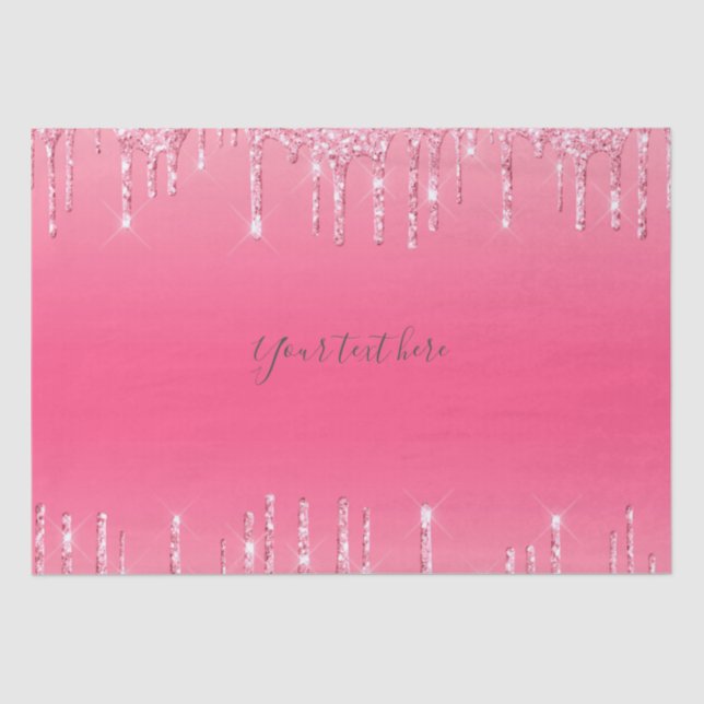 Papel De Seda Purpurina de goteo rosa personalizado Girly Trendy (Anverso)