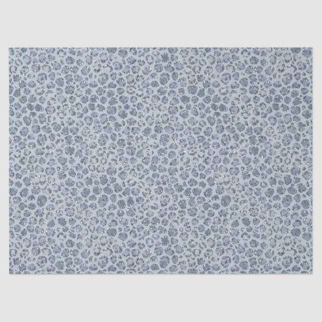 Papel De Seda Purpurina de impresión Denim Blue Leopard     (Anverso)