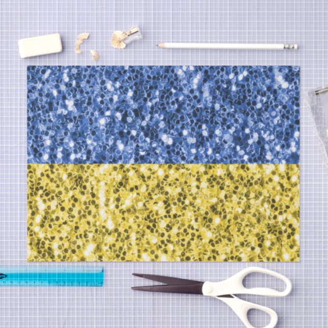 Papel De Seda Purpurina de la bandera azul amarilla de Ucrania c (Artesanía)