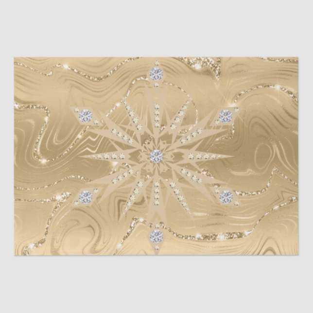Papel De Seda Purpurina de oro de lujo Snowflake Diamond (Anverso)