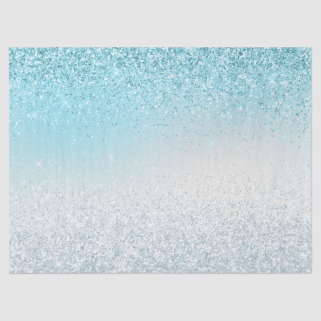 Papel De Seda Purpurina de parkle Aqua Blue Ombre Glitzy (Anverso)