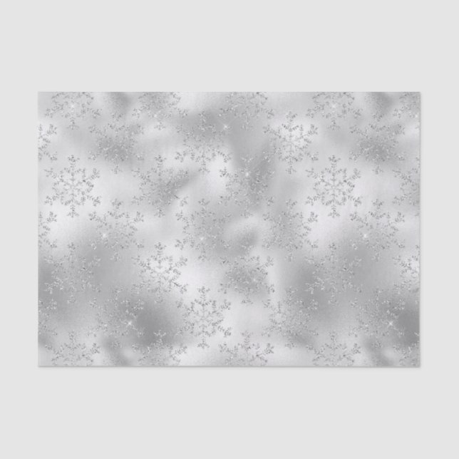 Papel De Seda Purpurina de plata Glitzy Snowflakes (Anverso)