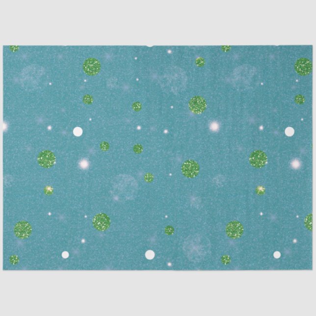 Papel De Seda Purpurina de Polka Ligero Dots Navidades verdes bl (Anverso)