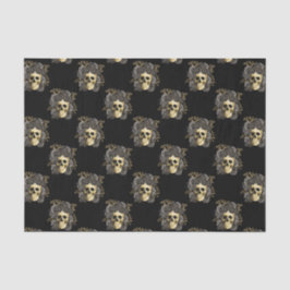 Papel De Seda Purpurina de Rosas Gothic Skull Black & Gold