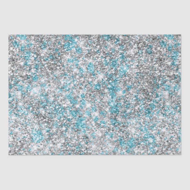 Papel De Seda Purpurina de Silver Aqua Glam (Anverso)