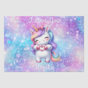 Papel De Seda Purpurina de unicornio lindo te amo nombre persona