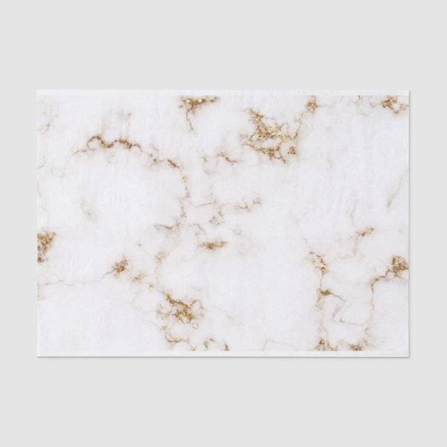 Papel De Seda Purpurina dorado de mármol blanco moderno y moda  (Anverso)