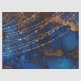 Papel De Seda Purpurina dorado y luces de cadena en el Decoupage