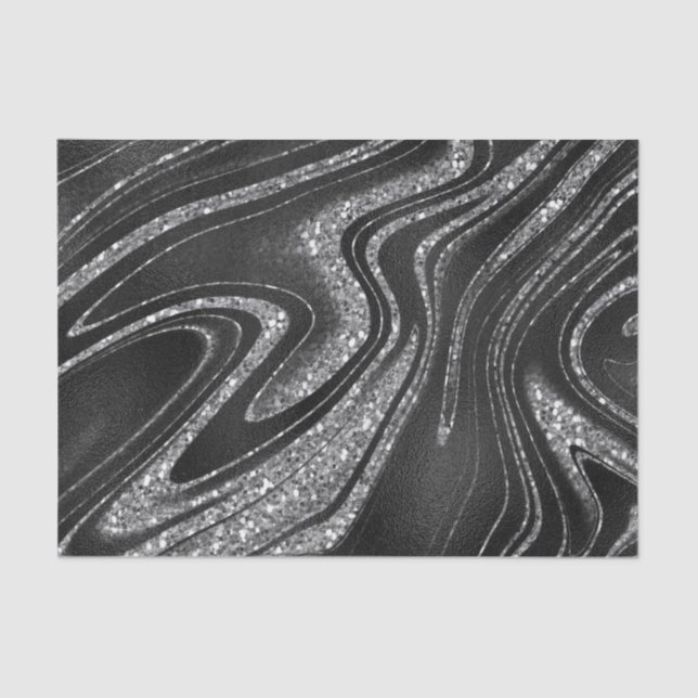 Papel De Seda Purpurina En Negro Brillante (Anverso)