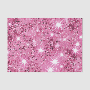 Papel De Seda Purpurina Estrellas Rosa Brillante 