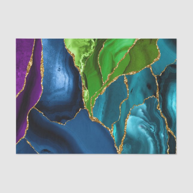 Papel De Seda Purpurina falso de Blue, Purple & Green Peacock Ag (Anverso)