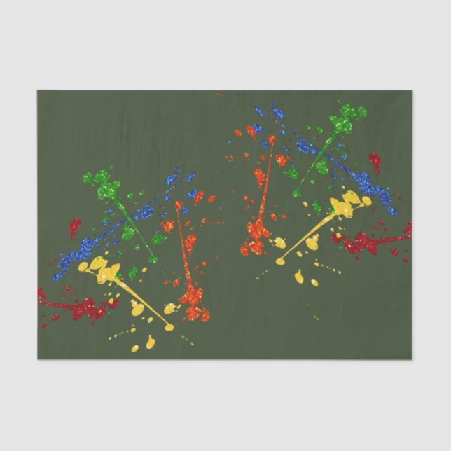 Papel De Seda Purpurina Fiesta de Paintball Paint Splatter (Anverso)