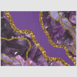 Papel De Seda Purpurina Geode de Agate Purple & Gold