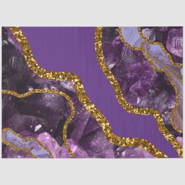 Papel De Seda Purpurina Geode de Agate Purple & Gold (Anverso)