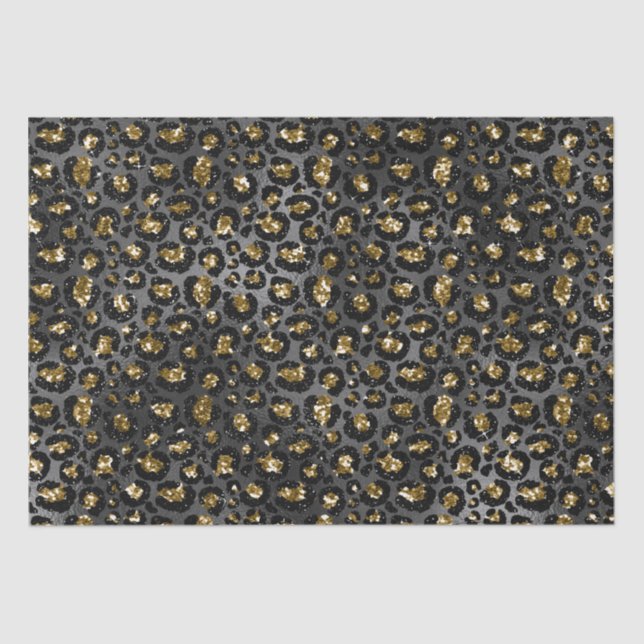 Papel De Seda Purpurina Gold Black Leopard (Anverso)