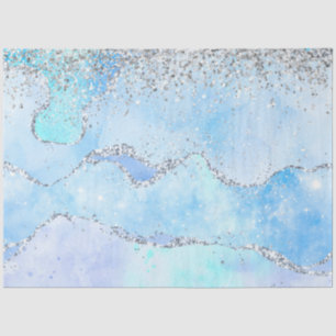 Papel De Seda Purpurina Luxe Blue Marble & Silver