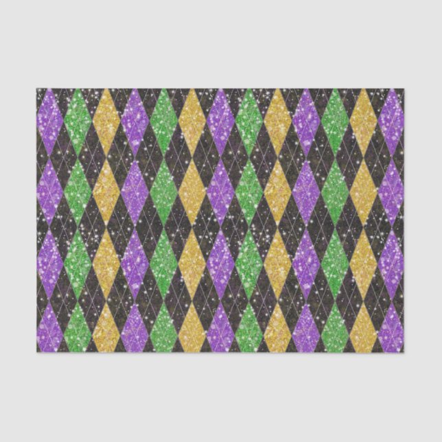 Papel De Seda Purpurina Mardi Gras Harlequin Argyle (Anverso)