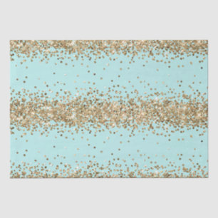 Papel De Seda Purpurina Mint Gold Sparkle