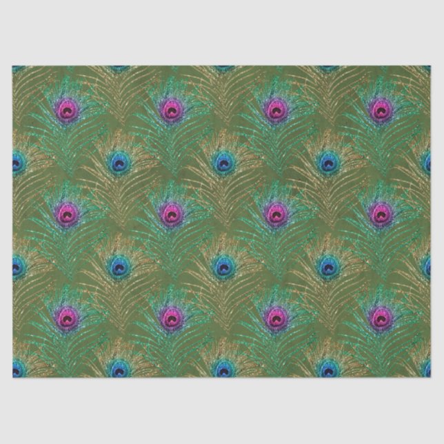 Papel De Seda Purpurina Peacock Feather Series Design 17 (Anverso)
