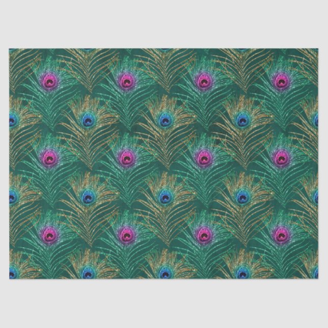 Papel De Seda Purpurina Peacock Feather Series Design 9 (Anverso)