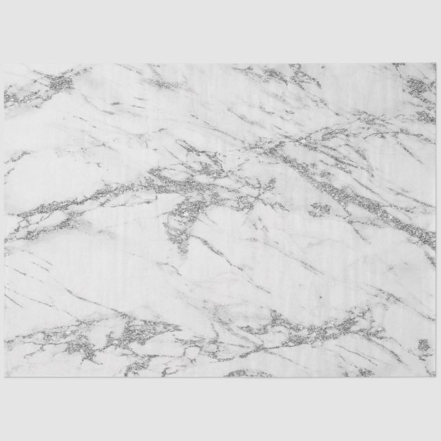 Papel De Seda Purpurina plateado de moda Marble Modern (Anverso)