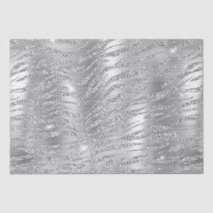 Papel De Seda Purpurina plateado elegante Patrón de tigres salva