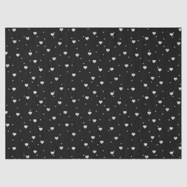 Papel De Seda Purpurina plateado lindo Valentines Hearts Pattern (Anverso)