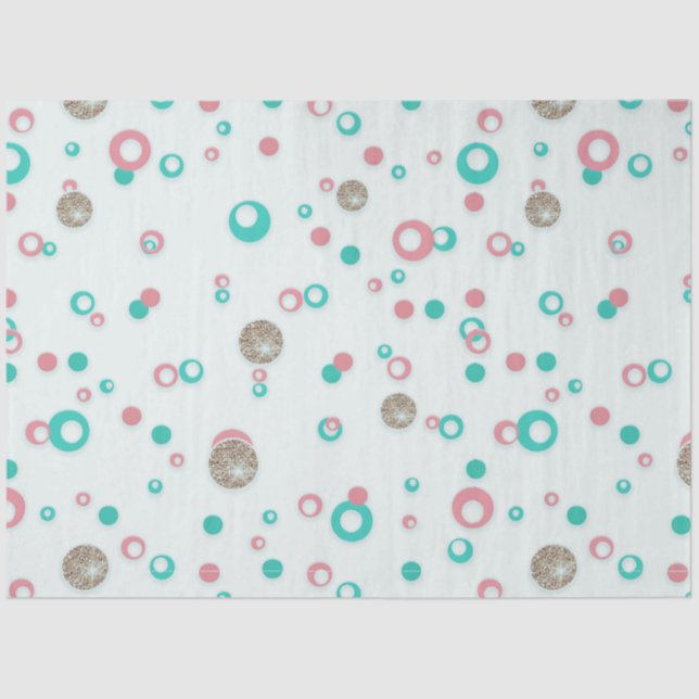 Papel De Seda Purpurina Retro Red Green Gold Polka Navidades (Anverso)