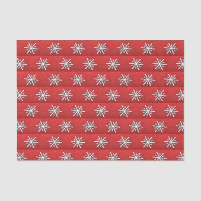 Papel De Seda Purpurina Rojo Snowflake (Anverso)