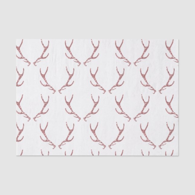 Papel De Seda Purpurina Rosa Antlers Rustic Glam Girly Personali (Anverso)