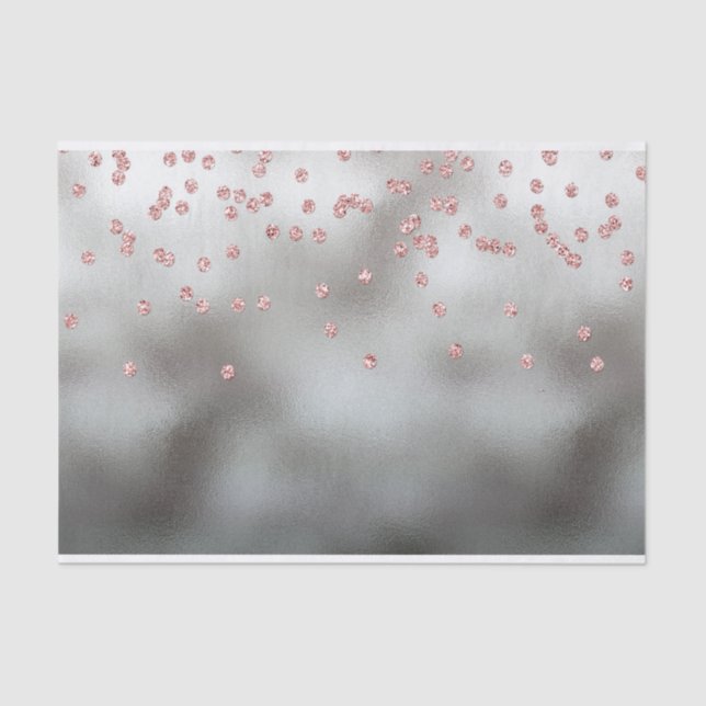 Papel De Seda purpurina Rosa de oro confetti en plata (Anverso)