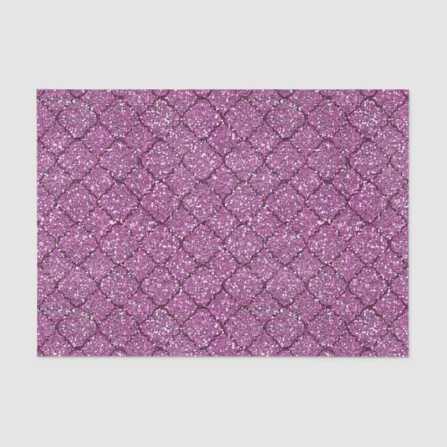 Papel De Seda Purpurina Rosa Faux Quatrefoil (Anverso)