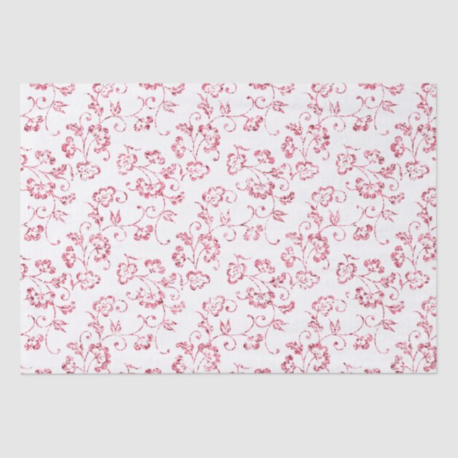 Papel De Seda Purpurina rosa romántico Boda floral (Anverso)