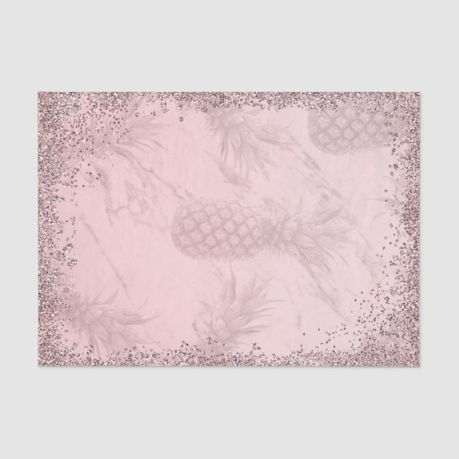 Papel De Seda Purpurina Rosa Rosa Oro Pineapple Fiesta tropical (Anverso)