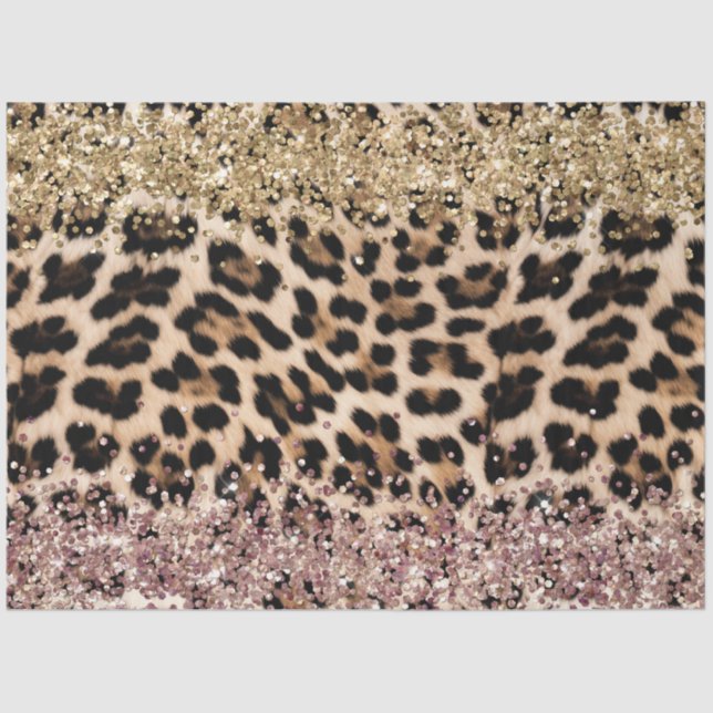 Papel De Seda Purpurina Rosado Leopard Gold (Anverso)