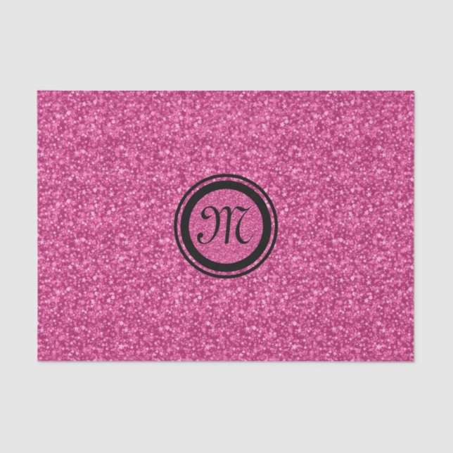 Papel De Seda Purpurina rosado monogramado y espárragos acentos  (Anverso)