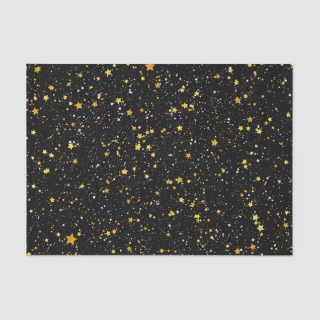 Papel De Seda Purpurina Stars3 - Negro del oro (Anverso)