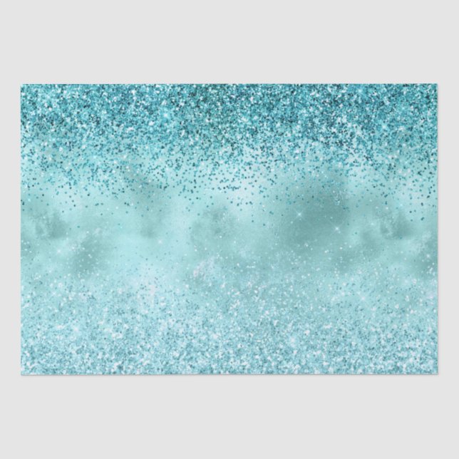 Papel De Seda Purpurina Turquoise Aqua Gold Glam (Anverso)