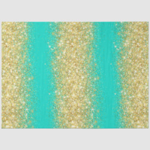 Papel De Seda Purpurina Turquoise Gold de lujo